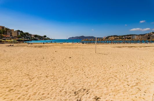 Majorca island, sand beach in Santa Ponca, Spain Mediterranean Sea