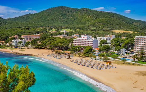 View of Canyamel beach, beautiful bay seaside on Mallorca island, Spain Mediterranean Sea 