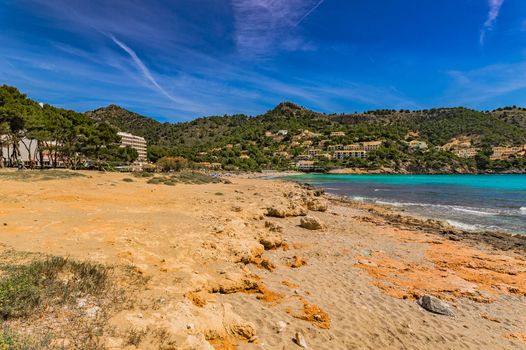 Seaside of Canyamel bay beach, Mallorca island, Spain Mediterranean Sea