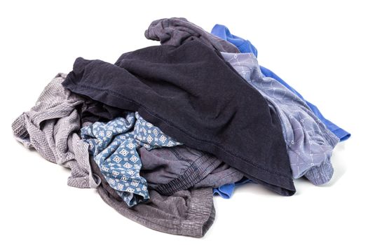 a small pile of clean and dry panties and t-shirts - isolated on white background.