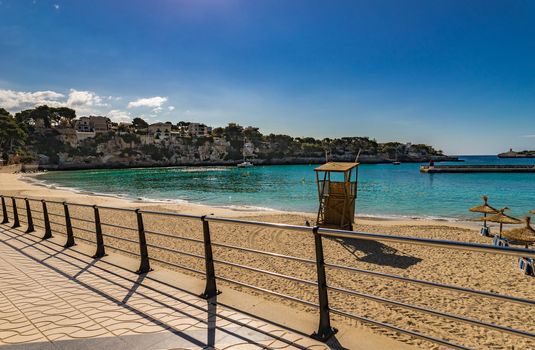 Idyllic view of Porto Cristo beach on Mallorca, Spain Balearic Islands, Mediterranean Sea