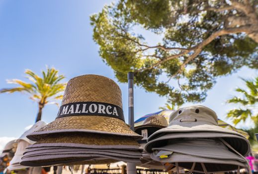 Beach sun hat, summer holiday on Majorca island