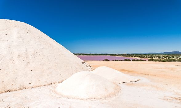 Salines saltworks with salt heap and salt basin