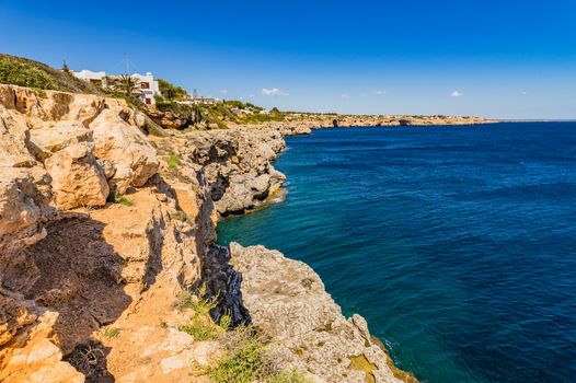 Beautiful rough cliff coast on Majorca island, Spain Mediterranean Sea