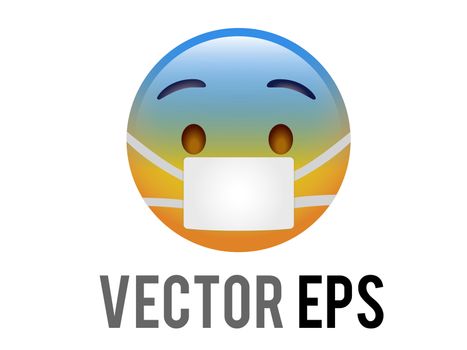 The isolated vector gradient blue and yellow scary,spooky, terrible character icon wearing face mask