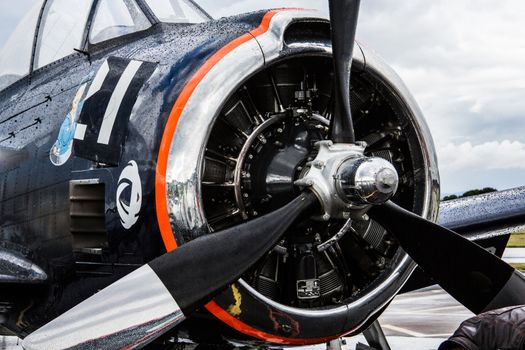 Propeller plane engine with propeller