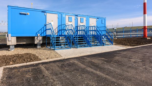 Electrical transformer substation at an industrial facility under construction