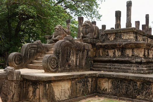 Polonnaruwa, Sri lanka, Sept 2015: Place ruins, reclaimed from the jungle. Polonnaruwa was established by the Cholas as capital city under the name Jananathapuram in the 10th century.