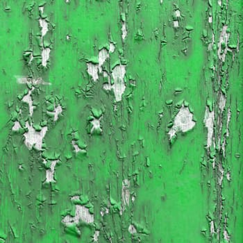 Grunge background with green peeling paint