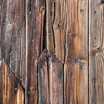 Old brown grunge wood with rust nails background