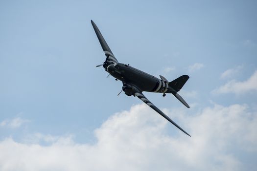 UK, Quorn - June 2018: BBMF Dakota, vintage plane, Fly By