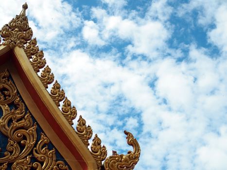 The gable roof of a church in a Thai temple.Minimal concept.