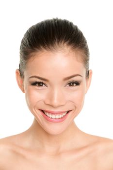 Asian chinese young woman - beauty portrait of beautiful mixed race lady. Face close up isolated on white background.