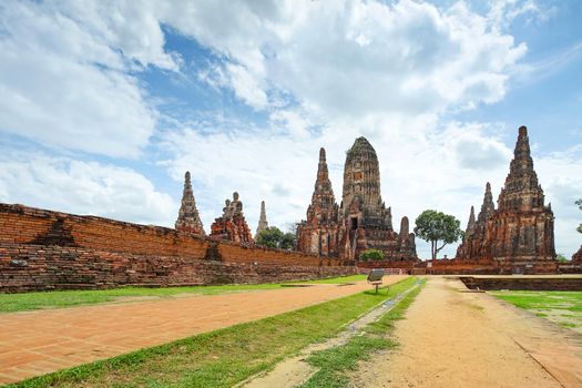 Old pagoda in Chaiwatthanaram temple in Ayutthaya province, Thailand.