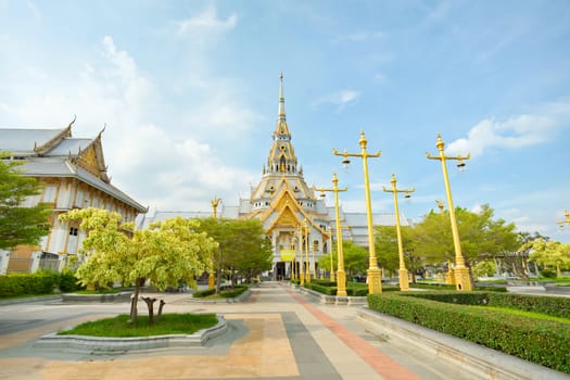 Gorgeous temple Wat Sothonwararam in Chachoengsao Province, Thailand.