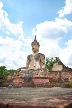 Ancient Buddha in Wat Mae Chon, Sukhothai Province, Thailand.