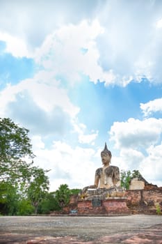 Ancient Buddha in Wat Mae Chon, Sukhothai Province, Thailand.