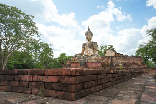Ancient Buddha in Wat Mae Chon, Sukhothai Province, Thailand.