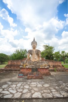 Ancient Buddha in Wat Mae Chon, Sukhothai Province, Thailand.