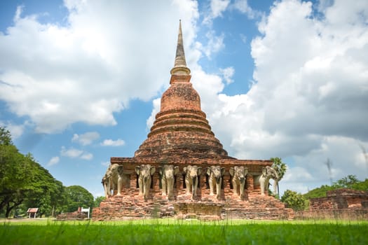 UNESCO World Heritage site Wat Sorasak in Sukhothai, Thailand.