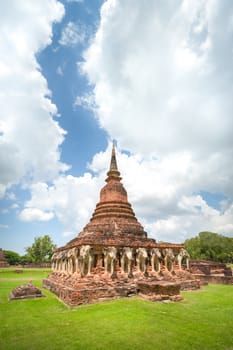 UNESCO World Heritage site Wat Sorasak in Sukhothai, Thailand.