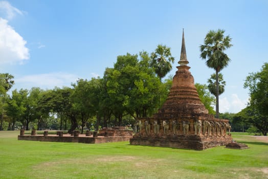 UNESCO World Heritage site Wat Sorasak in Sukhothai, Thailand.