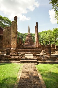 UNESCO World Heritage site Wat Nang Phaya in Si Satchanalai Historical Park, Sukhothai, Thailand.