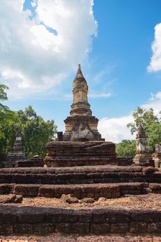 UNESCO World Heritage site Wat Jedi Jed Teaw in Si Satchanalai Historical Park, Sukhothai, Thailand.