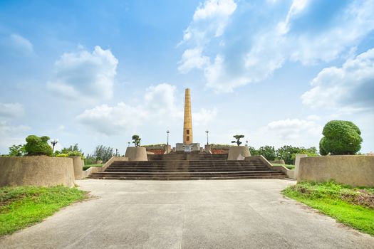 Old Mill statue in The Royal-initiated Pak Phanang River Basin Development Project, Nakhon Si Thammarat, Thailand.