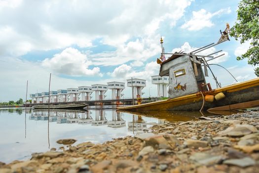 Uthokwipat Prasit floodgate in Pak Phanang, Nakhon Si Thammarat, Thailand.