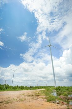 Wind Turbine close to seaside in Pak Phanang, Nakhon Si Thammarat, Thailand.