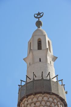 Minaret of the old Abu al-Haggag mosque inside Luxor temple in Egypt