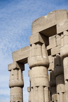 Large columns at an ancient egyptian temple in Luxor