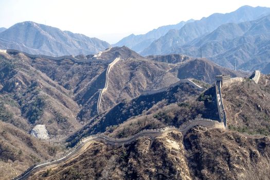Great Chinese wall in the mountains near Beijing