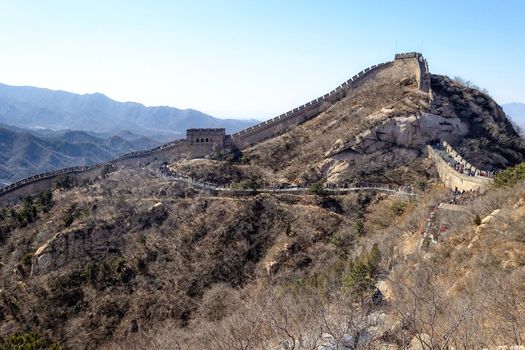 Great Chinese wall in the mountains near Beijing
