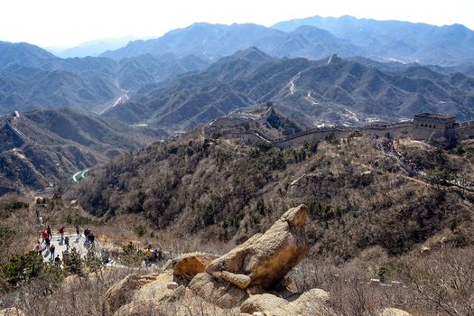 Great Chinese wall in the mountains near Beijing