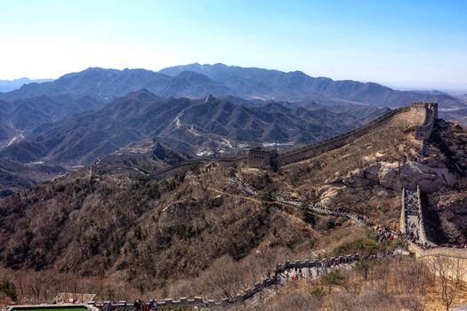 Great Chinese wall in the mountains near Beijing