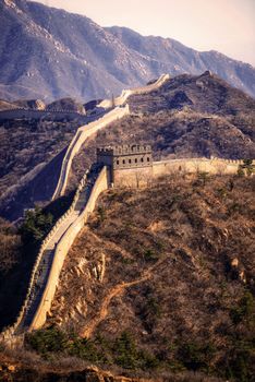 Great Chinese wall in the mountains near Beijing