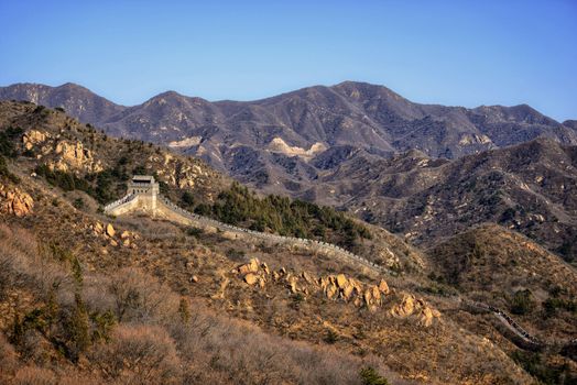Great Chinese wall in the mountains near Beijing