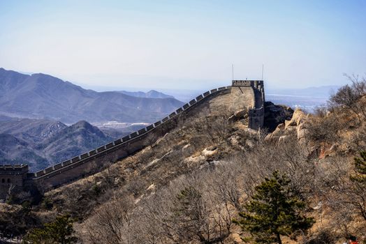 Great Chinese wall in the mountains near Beijing