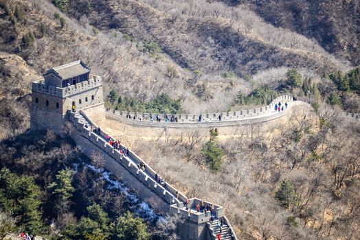 Tourists visiting the Great Wall of China near Beijing.
