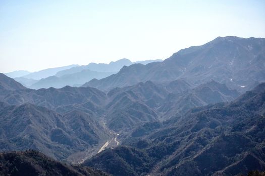 Mountain landscape near the Great Wall of China.