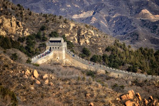 Great Chinese wall in the mountains near Beijing