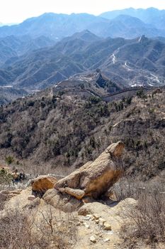 Great Chinese wall in the mountains near Beijing