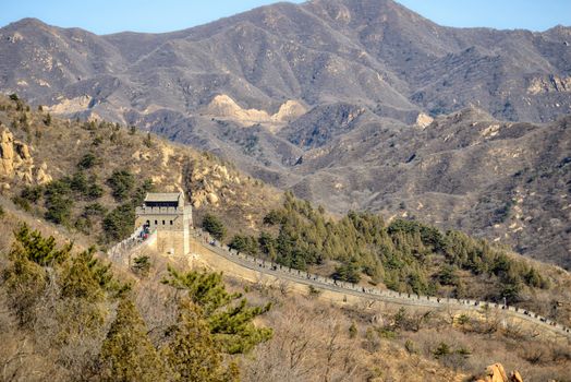 Great Chinese wall in the mountains near Beijing