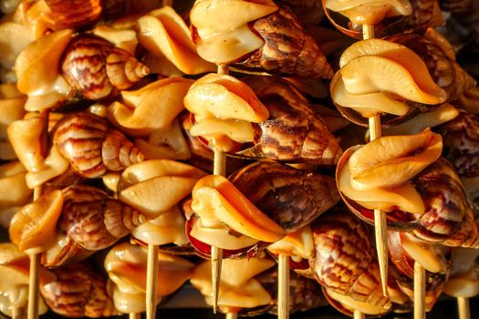 The snack street in Wangfujing, Beijing, China. Snacks with Chinese characteristics.