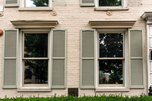 Building facade with windows, texture, architecture