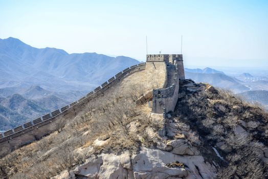 Great Chinese wall in the mountains near Beijing