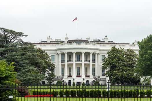 Barriers and fencing in front of the White House in Washington DC