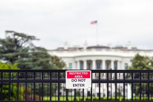 Barriers and fencing in front of the White House in Washington DC